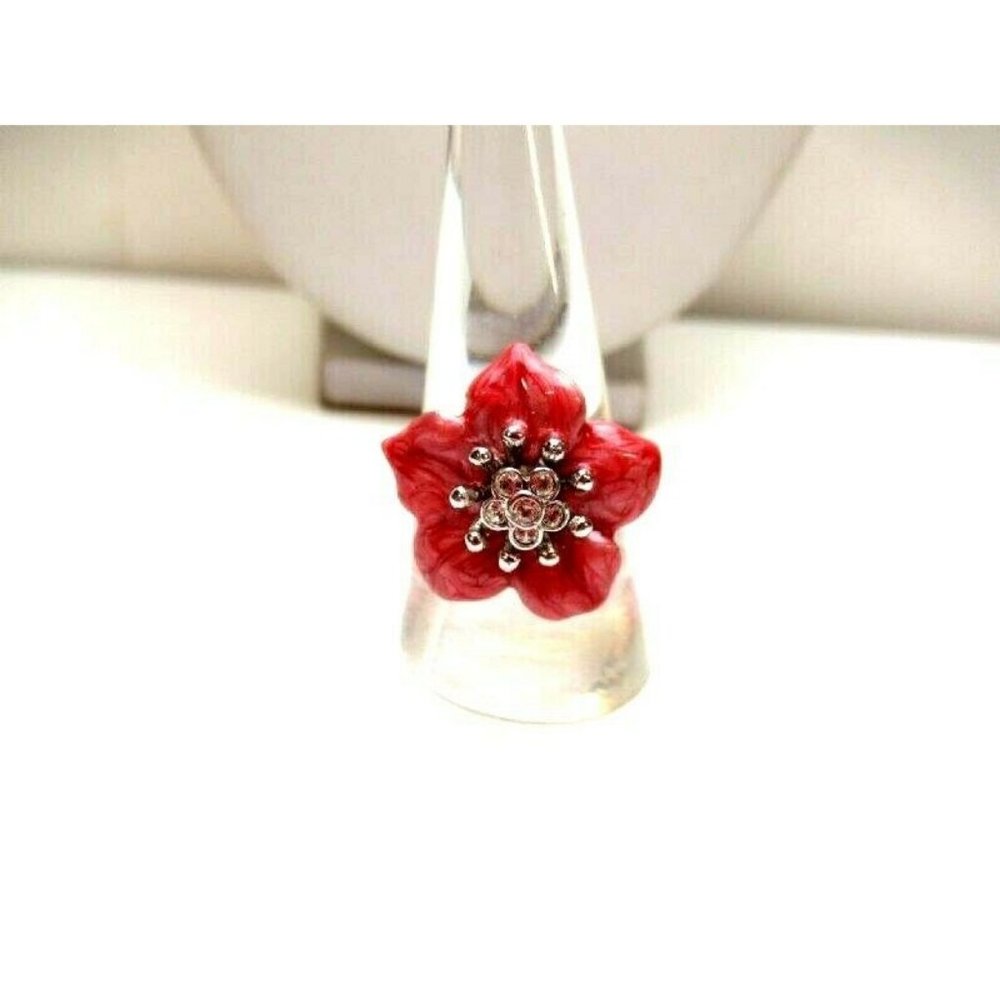 Kenneth Jay Lane Kjl Pink Enamel Flower Ring - image 1